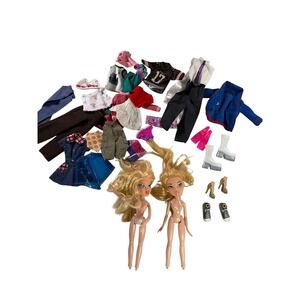 Lot of 2 Bratz Dolls + Clothing Shoes Accessories Some Barbie MGA 2001